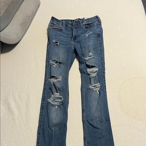 Women’s Distressed Blue Jeans - Classic Ripped Denim